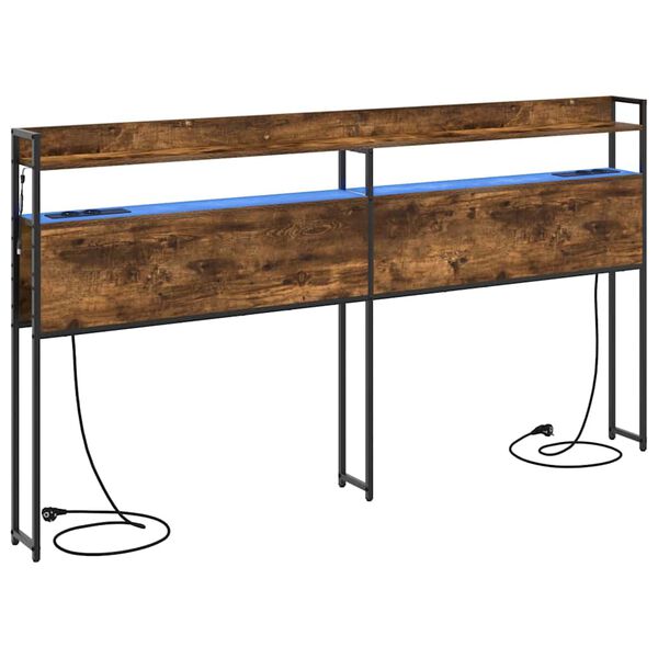 vidaXL Lagringshodegavl med hylle R&oslash;kt eik 200 cm Konstruert tre