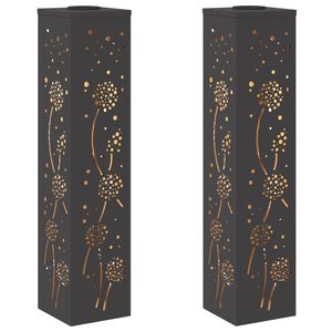 vidaXL Solenergi LED stibelys 2 stk. Varmhvit 18 x 18 x 80 cm