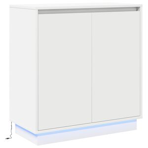 vidaXL LED sideboard med hylle Hvit 71 x 34,5 x 75 cm Konstruert tre