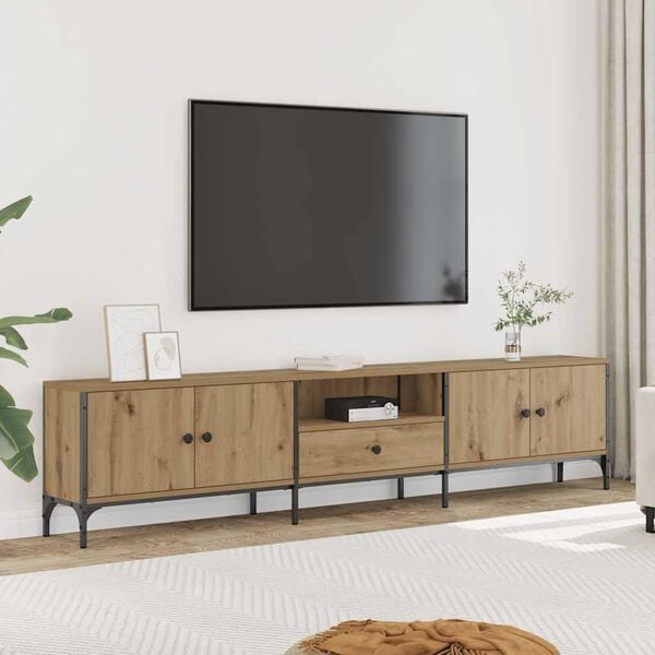vidaXL TV-benk med skuff artisan eik 200x25x44 cm konstruert tre
