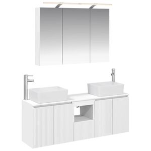 vidaXL Baderomsskapsett 4 pcs Hvit Konstruert tre