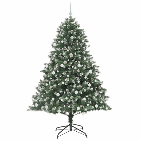 vidaXL Kunstig juletre med 300 LED gr&oslash;nn 210 cm PVC og plast og st&aring;l