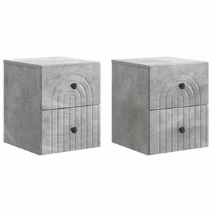 vidaXL Vegghengt Nattbord 2 stk. Betonggr&aring; 33 x 34,5 x 40 cm