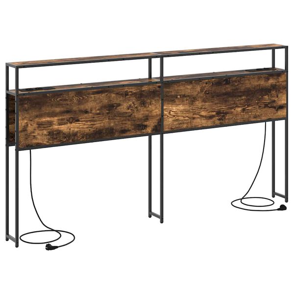 vidaXL Lagringshodegavl med hylle R&oslash;kt eik 200 cm Konstruert tre