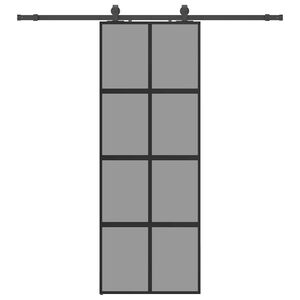 vidaXL Skyved&oslash;r med monteringssett svart 76x205 cm herdet glass