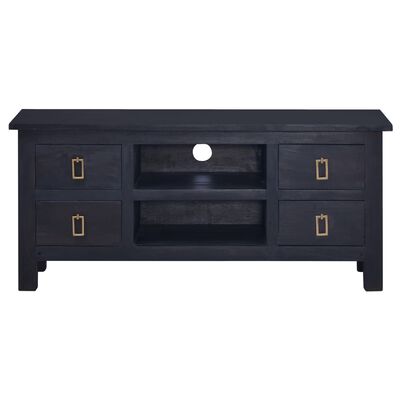 vidaXL TV-benk lys svart kaffe 100x30x45 cm heltre mahogni