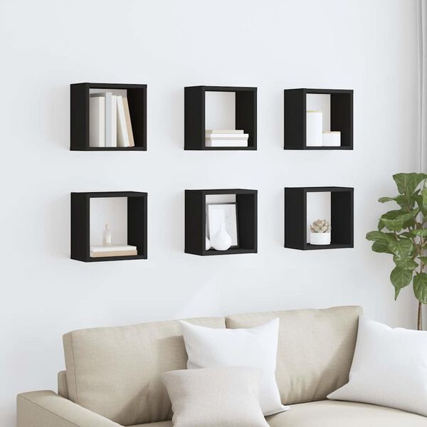 vidaXL Vegghyller kubeformet 6 stk svart 26x15x26 cm