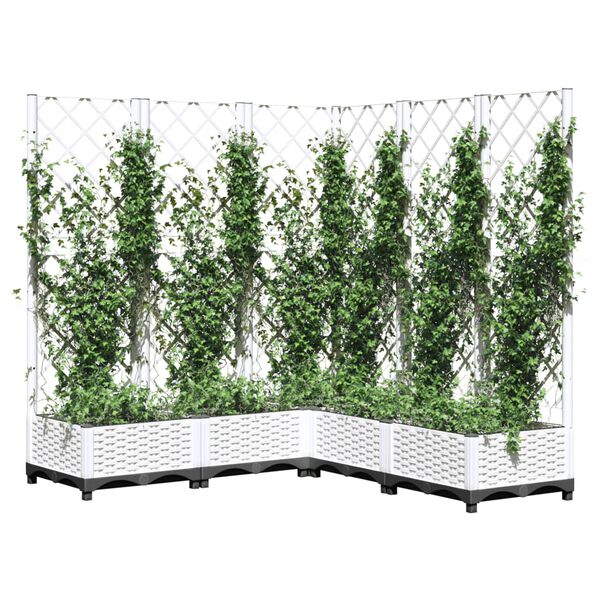 vidaXL Plantekasse med espalier hvit 120x120x121,5 cm PP