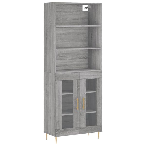 vidaXL Highboard gr&aring; sonoma 69,5x34x180 cm konstruert tre