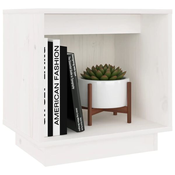 vidaXL Nattbord hvit 40x30x40 heltre furu