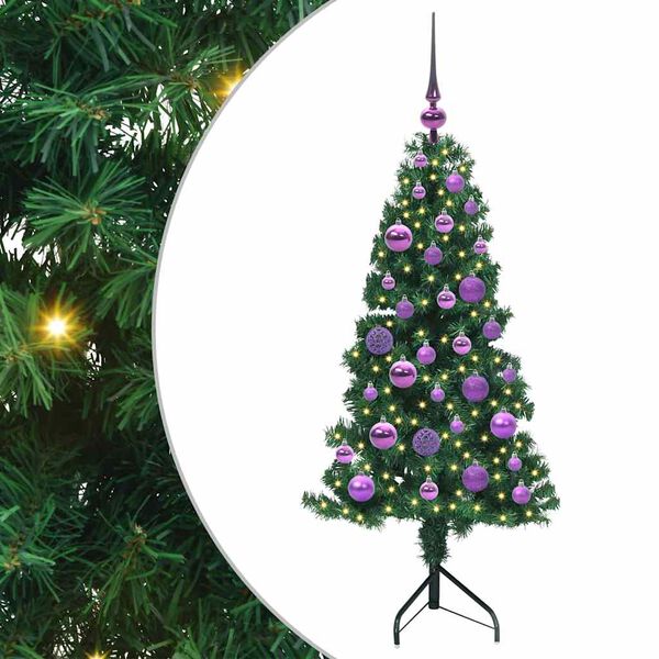 vidaXL Hjørne Kunstig Jul Tre med 150 LED grønn 120 cm PVC og metall