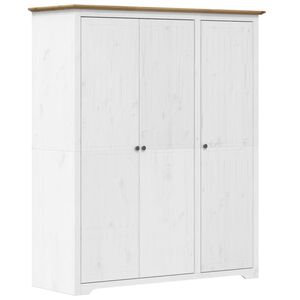 vidaXL Garderobe BODO hvit og brun 146x53,5x173 cm heltre furu