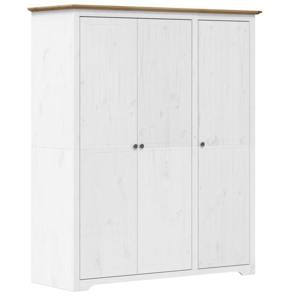 vidaXL Garderobe BODO hvit og brun 146x53,5x173 cm heltre furu