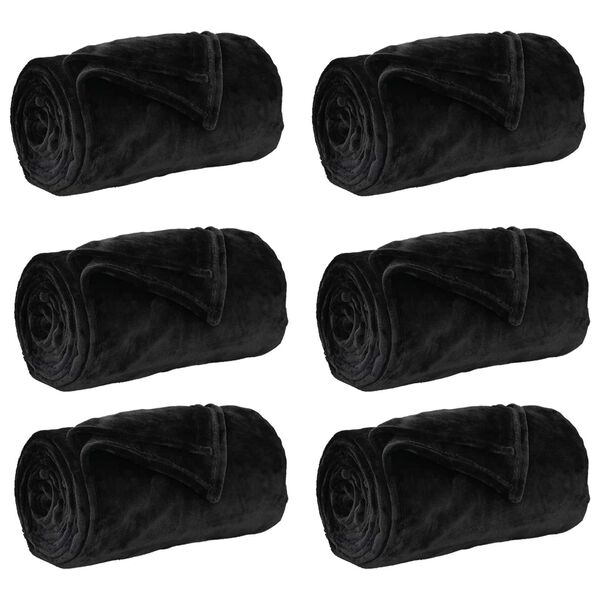 vidaXL Kastepledd 6 pcs Svart 150 x 200 cm Fleece
