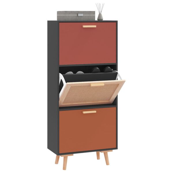 vidaXL Skoskap svart 52x25x120 cm konstruert tre