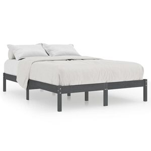 vidaXL Sengeramme gr&aring; heltre furu 200x200 cm