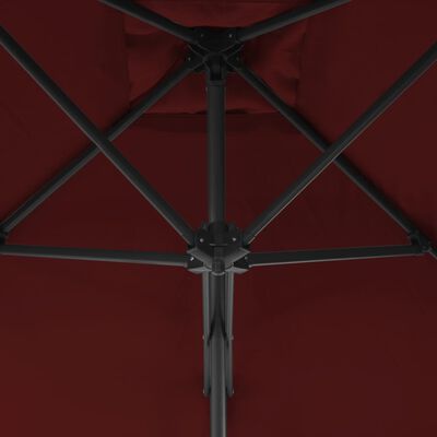 vidaXL Parasoll med stålstang vinrød 250x250x230 cm
