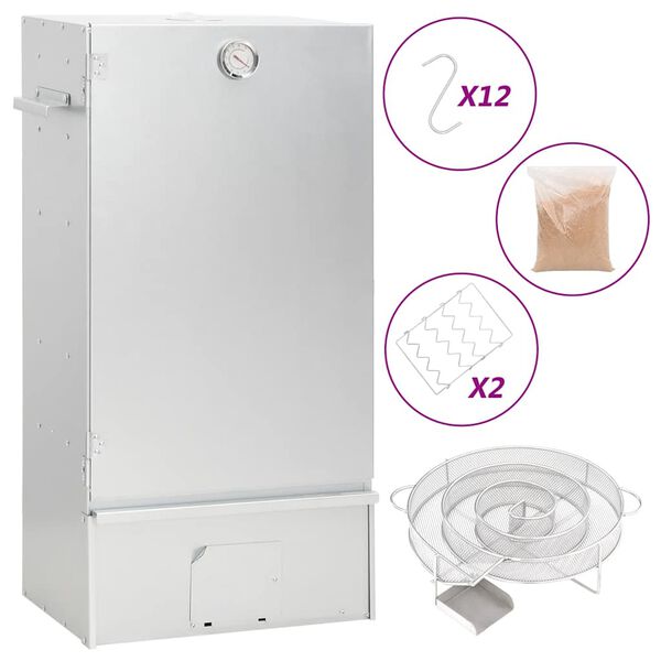 vidaXL Ovnsrøyker med kaldrøykgenerator galvanisert stål