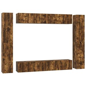 vidaXL TV-skapsett 10 deler r&oslash;kt eik konstruert tre