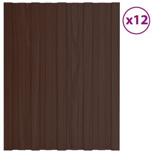 vidaXL Takplater 12 stk brun 60x45 cm galvanisert st&aring;l
