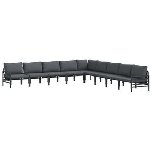 vidaXL Hagesofa Set 9 stk. Svart St&aring;l