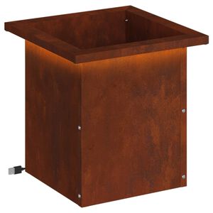 vidaXL Hageplantekasse med LED Rusten 30 x 30 x 30 cm Cortenst&aring;l