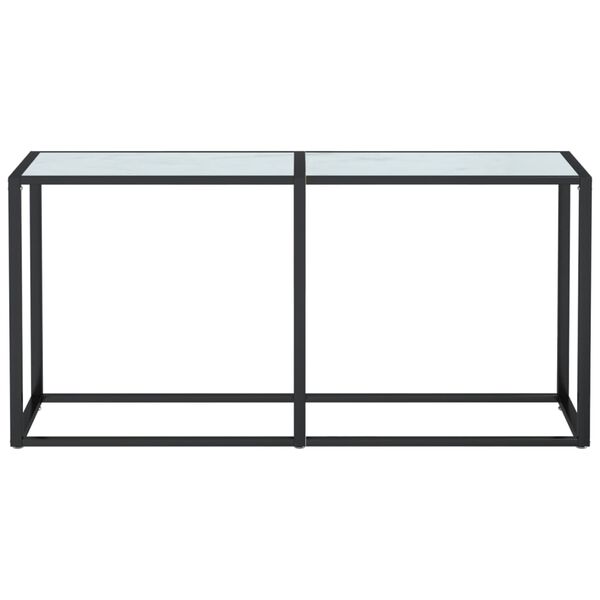 vidaXL Konsollbord hvit marmor 160x35x75,5 cm herdet glass