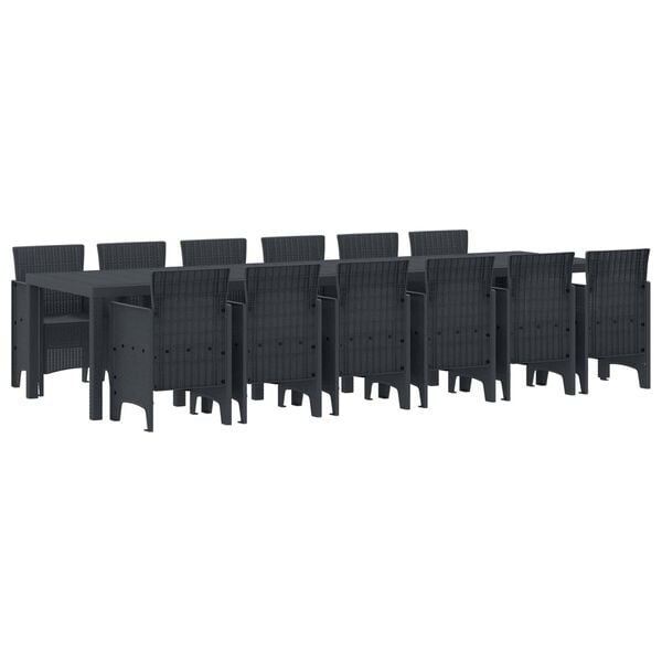 vidaXL Hage Spisegruppe 13 pcs Antrasitt Polt rattan