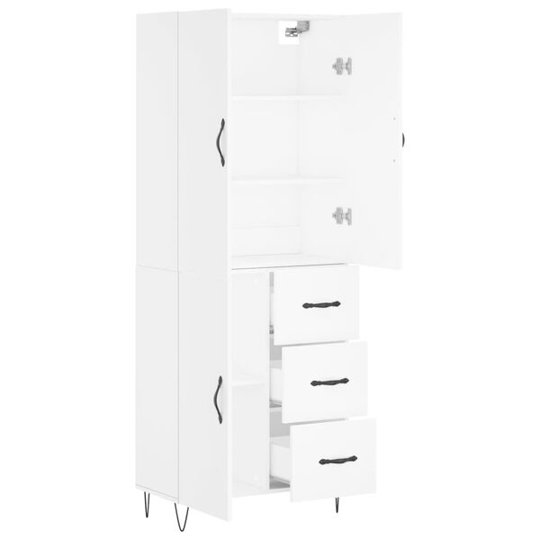 vidaXL Highboard hvit 69,5x34x180 cm konstruert tre