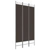 vidaXL Romdeler 3 paneler brun 120x220 cm stoff