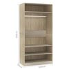 vidaXL Garderobe sonoma eik 100x50x200 cm konstruert tre
