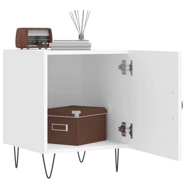 vidaXL Nattbord hvit 40x40x50 cm konstruert tre