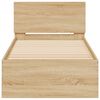 vidaXL Sengeramme med hodegavl og LED-lys sonoma eik 90x200 cm