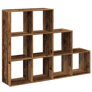 vidaXL Bokhylle 3 etasjer gammelt eik 137,5x29x103,5 cm konstruert tre