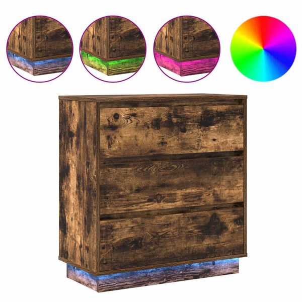 vidaXL Nattbordskap Røkt eik 71 x 34,5 x 75 cm Konstruert tre