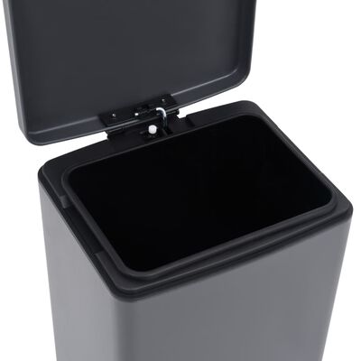 vidaXL Søppelkasse pedal anti-fingeravtrykk 30L grå rustfritt stål
