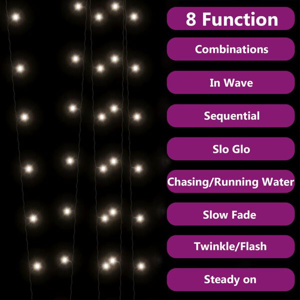 vidaXL Soldrevne lysslynger 2stk 2x200 LED kaldhvit innend&oslash;rs utend&oslash;rs