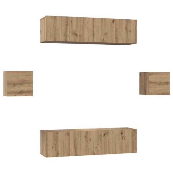 vidaXL TV-benksett Veggmontert 6 pcs Artisan Eik Konstruert tre