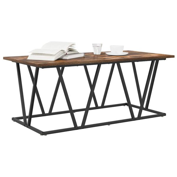 vidaXL Kaffebord Røkt eik 100 x 50 x 40 cm Ingeniørtre og metall