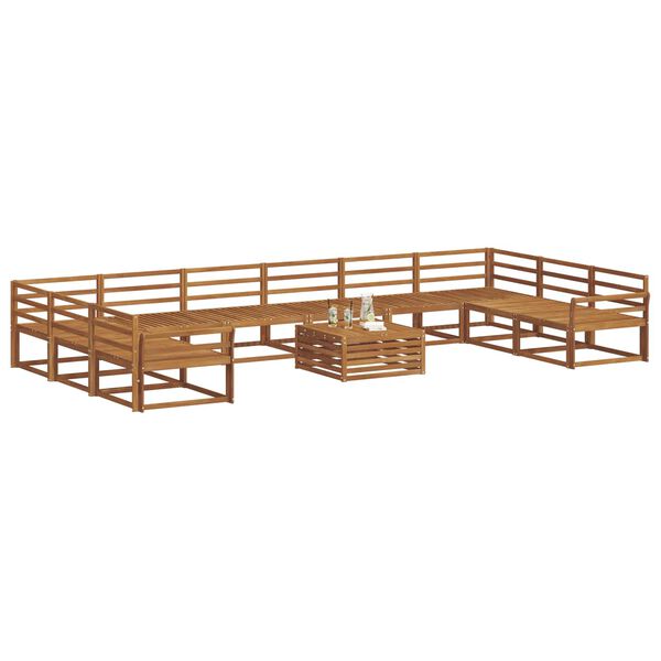 vidaXL Utend&oslash;rs sofa-sett 11 pcs Naturlig Solid akasietre