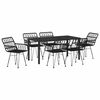 vidaXL Hage Spisegruppe 7 pcs Svart Pulverlakkert st&aring;l