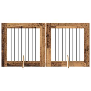 vidaXL Hundegate med stender 2 pcs Gammelt tre 80 x 80 cm