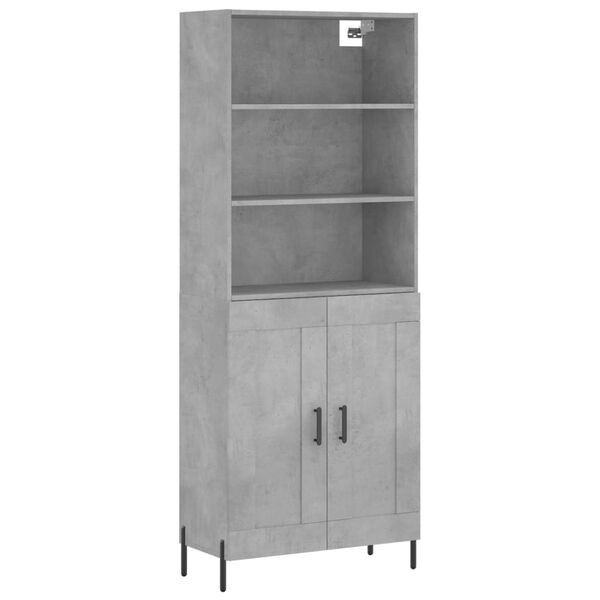 vidaXL Highboard betonggrå 69,5x34x180 cm konstruert tre