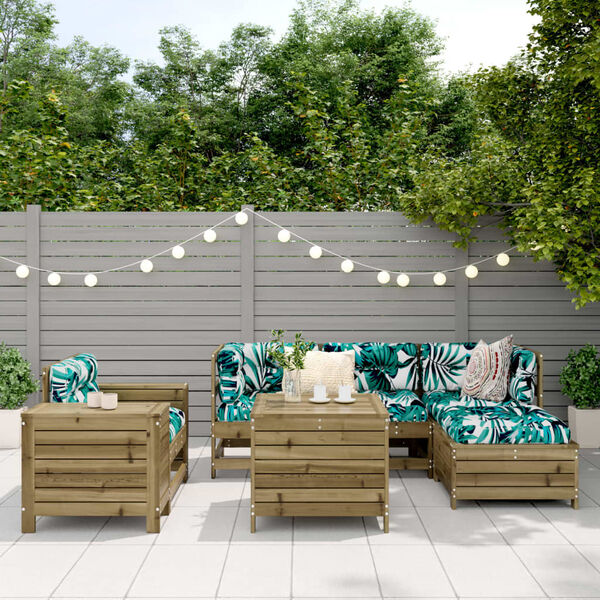 vidaXL Hagesofasett 7 deler impregnert furu