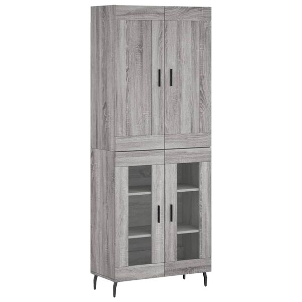 vidaXL Highboard gr&aring; sonoma 69,5x34x180 cm konstruert tre
