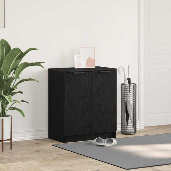 vidaXL Sko Skap med hylle Svart Eik 59 x 35 x 70 cm Konstruert tre