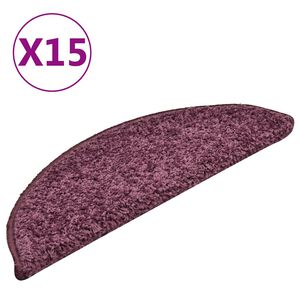 vidaXL Trappematter 15 stk 56x17x3 cm m&oslash;rk lilla halvrund
