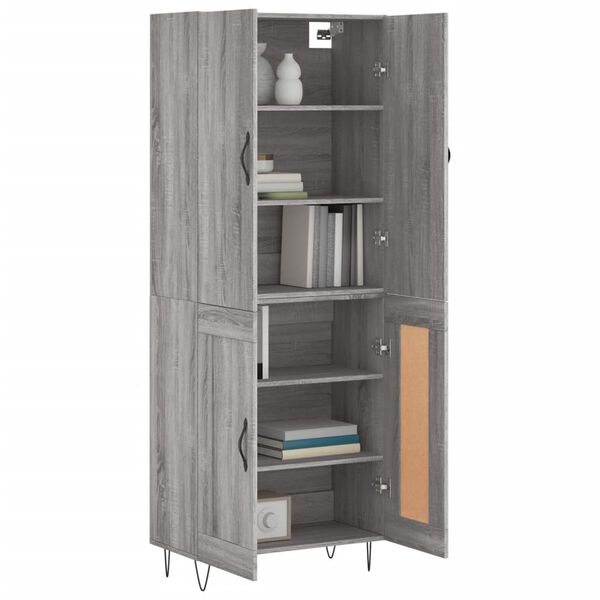vidaXL Highboard gr&aring; sonoma 69,5x34x180 cm konstruert tre