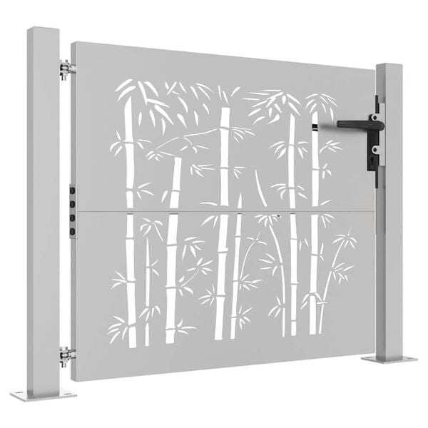 vidaXL Hageport 100x75 cm cortenst&aring;l bambusdesign