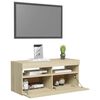 vidaXL TV-benk med LED-lys sonoma eik 90x35x40 cm